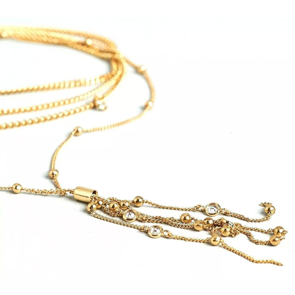 Ettika X Rachel Zoe Chloe Tassel Necklace Yellow Gold Layered Lariat Collar - Picture 10 of 10